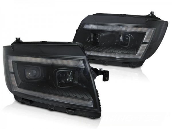 Scheinwerfer DRL LED Tagfahrlicht für VW Crafter II Bj. 2017- Schwarz mit dynamischer Blinker