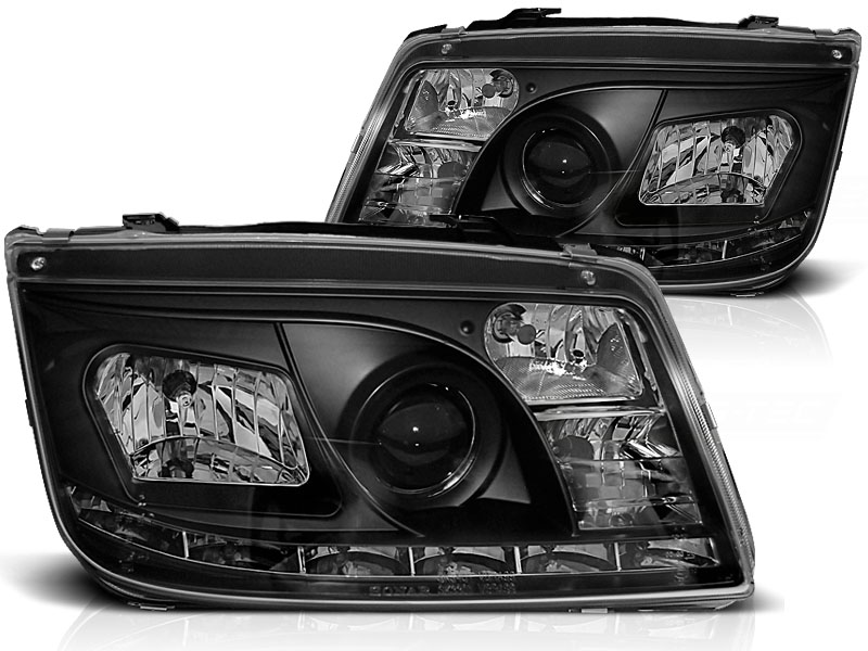 Scheinwerfer LED Tagfahrlicht Optik für VW Bora Bj. 98-05 Schwarz