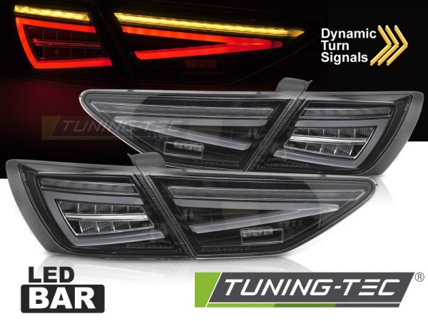 LED Lightbar Rückleuchten für Seat Leon 5F Bj. 12-16 Schwarz (für Halogen)