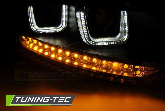 Scheinwerfer U-Tube LED Tagfahrlicht Optik für VW Polo 6R 6C Bj. 09-17 Schwarz