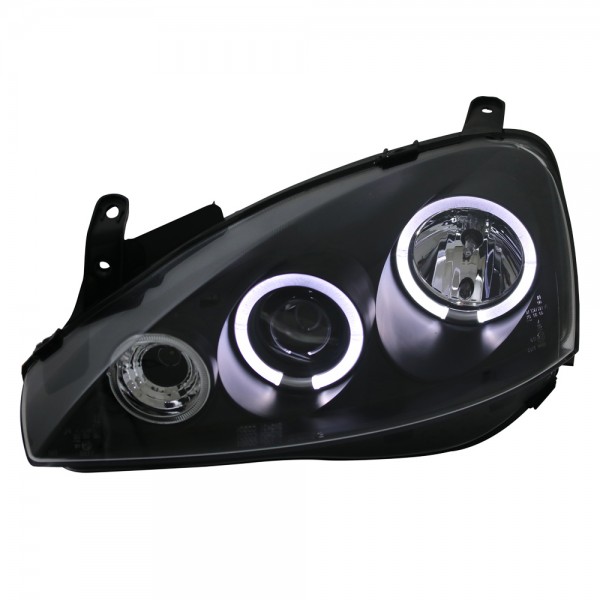 Scheinwerfer Angel Eyes für Opel Corsa C Bj. 00-06 Schwarz