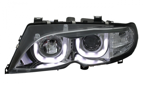 Scheinwerfer 3D Angel Eyes für BMW 3er E46 Limo Touring Bj. 01-05 Chrom