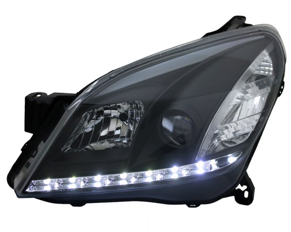Scheinwerfer LED Tagfahrlicht Optik für Opel Astra H Bj. 04-09 Schwarz
