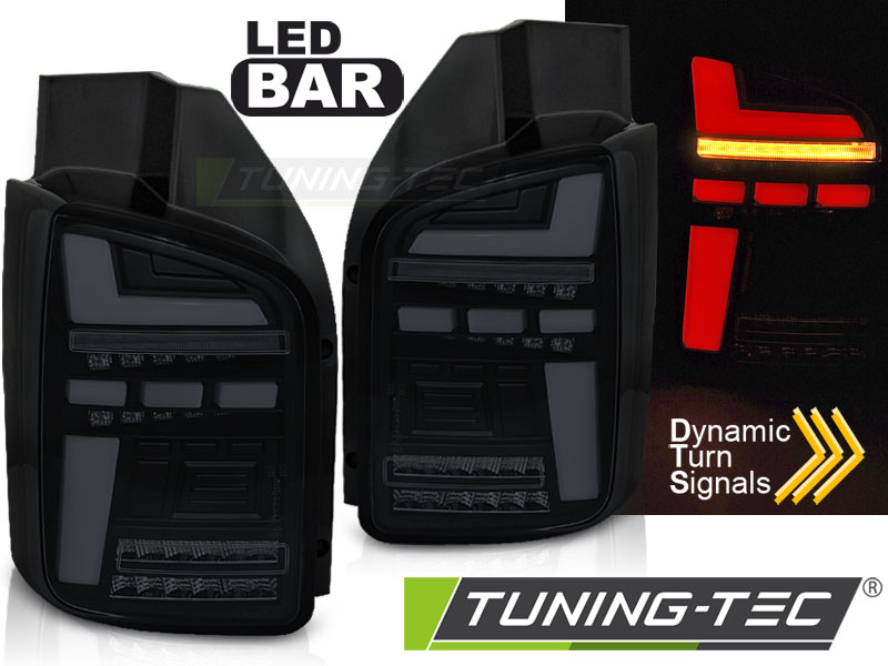 Voll LED Lightbar Rückleuchten für VW T5 Bj. 03-09 Smoke dynamischer Blinker (Flügeltüre