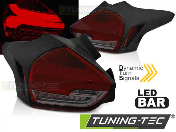 LED Lightbar Rückleuchten für Ford Focus MK3 Bj. 15-18 Rot/Smoke dynamischer Blinker