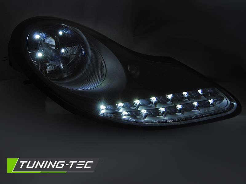 Scheinwerfer LED Tagfahrlicht Optik für Porsche Boxster 986 / 911 996 Schwarz Matt