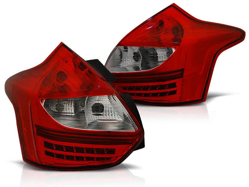 LED Lightbar Rückleuchten für Ford Focus MK3 Bj. 11-14 Rot/Chrom