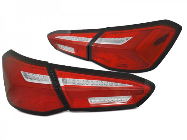 LED Lightbar Rückleuchten für Ford Focus MK4 Bj. 18-21 Rot/Chrom dynamischer Blinker