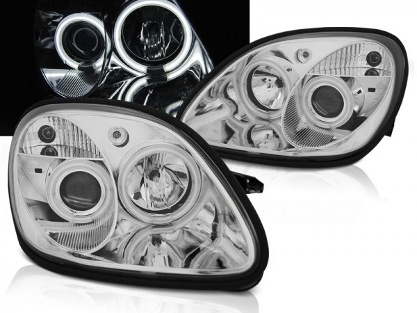 Scheinwerfer CCFL Angel Eyes für Mercedes SLK R170 Bj. 96-04 Chrom