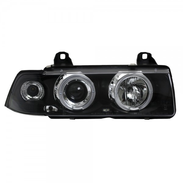 Scheinwerfer Angel Eyes für BMW 3er E36 Cabrio Coupe Bj. 92-99 Schwarz