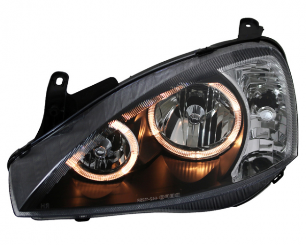 Scheinwerfer Angel Eyes für Opel Corsa C Bj. 00-06 Schwarz