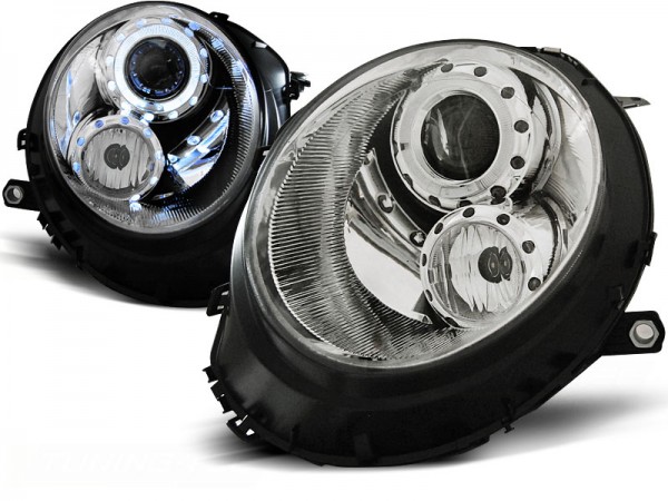 Scheinwerfer Angel Eyes für Mini One Cooper Bj. 06-14 Chrom