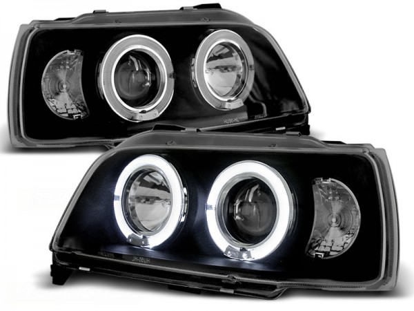 Scheinwerfer Angel Eyes für Renault Clio 1 Bj. 90-95 Schwarz