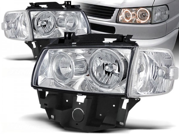 Scheinwerfer Angel Eyes für VW T4 Multivan Caravelle Bj. 96-03 Chrom