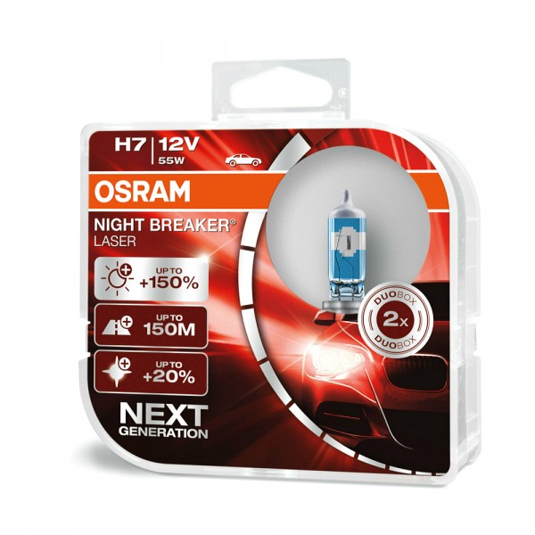 OSRAM Duo Box Night Breaker Laser +150% Next Generation H7 55W