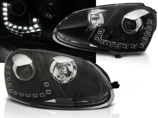 Scheinwerfer DRL LED Tagfahrlicht für VW Golf 5 Jetta 3 Bj. 03-10 Schwarz