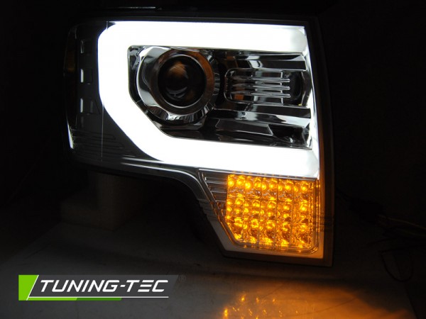 Scheinwerfer LED Tagfahrlicht Optik für Ford F150 MK12 Bj. 08-14 Chrom mit LED Blinker