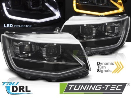 Voll LED Scheinwerfer Tagfahrlicht für VW T6 Bj. 15-19 Schwarz mit dynamischem LED Blinker
