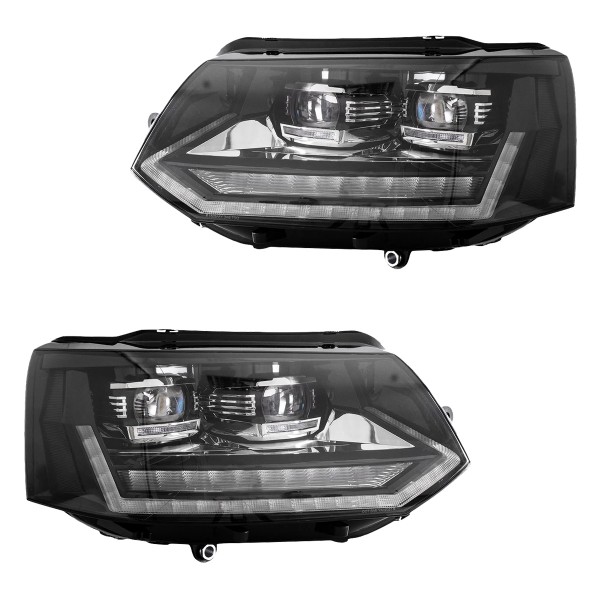 Voll LED Scheinwerfer Tagfahrlicht für VW T5 GP Facelift Bj. 10-15 Schwarz mit dynamischem LED Blink
