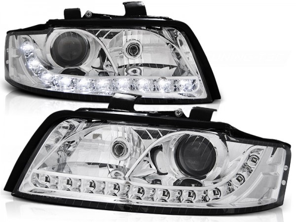 Scheinwerfer LED Tagfahrlicht Optik für Audi A4 B6 8E Bj. 00-04 Chrom