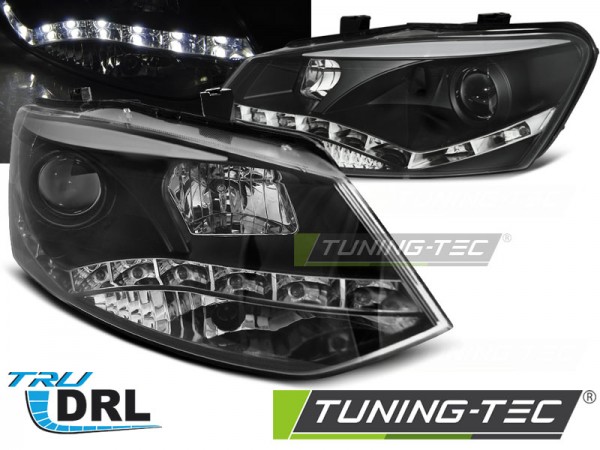Scheinwerfer DRL LED Tagfahrlicht für VW Polo 6R 6C Bj. 09-17 Schwarz