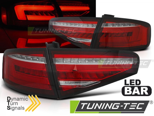 Voll LED Lightbar Rückleuchten für Audi A4 B8 (8K) Bj. 11-15 Rot/Chrom für Halogen
