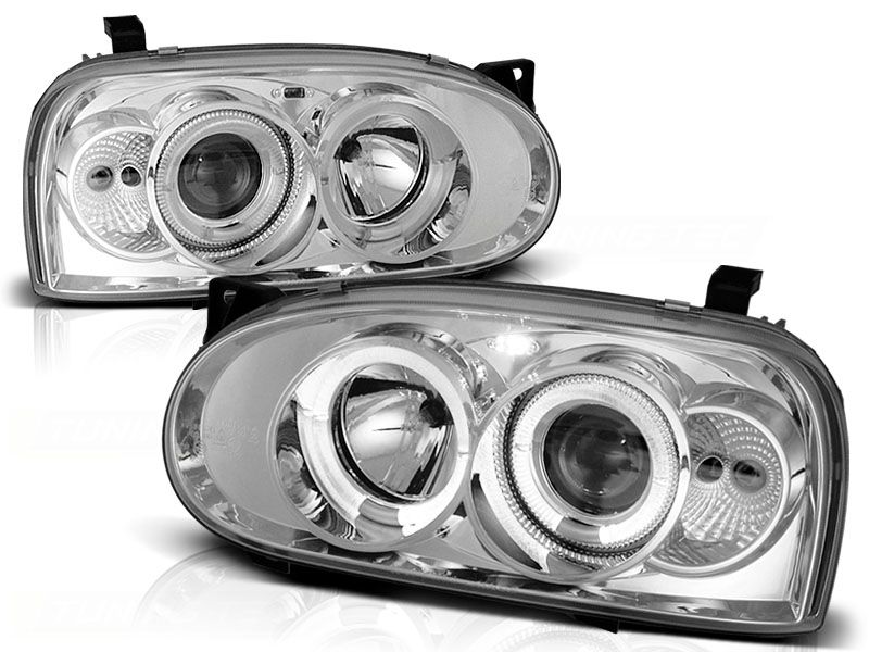 Scheinwerfer Angel Eyes für VW Golf 3 91-97 Chrom, Golf 3, Golf, VW, Scheinwerfer