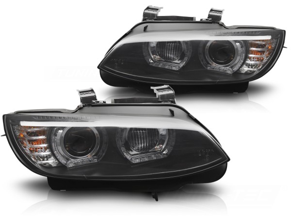 Xenon Scheinwerfer LED Tagfahrlicht Gelb für BMW E92 E93 ohne AFS Bj. 05-10 Schwarz