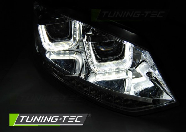 Scheinwerfer U-Tube LED Tagfahrlicht Optik für VW Polo 6R 6C Bj. 09-17 Chrom