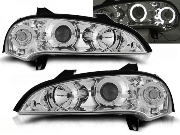 Scheinwerfer Angel Eyes für Opel Tigra A Bj. 94-00 Chrom