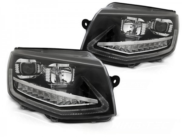 Scheinwerfer DRL LED Tagfahrlicht für VW T6 Bj. 15-19 Schwarz mit dynamischem LED Blinker