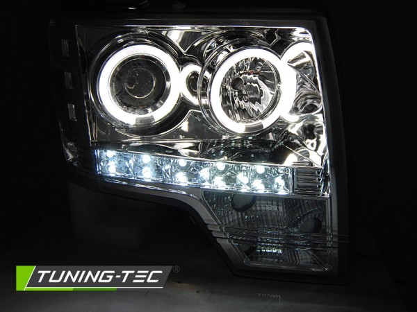 Scheinwerfer Angel Eyes für Ford F150 MK12 Bj. 08-14 Chrom