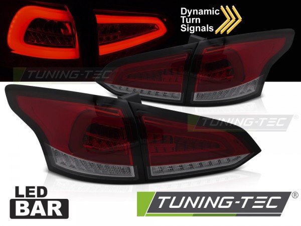 Voll LED Lightbar Rückleuchten für Ford Focus MK3 Turnier Bj. 11-18 Rot/Smoke
