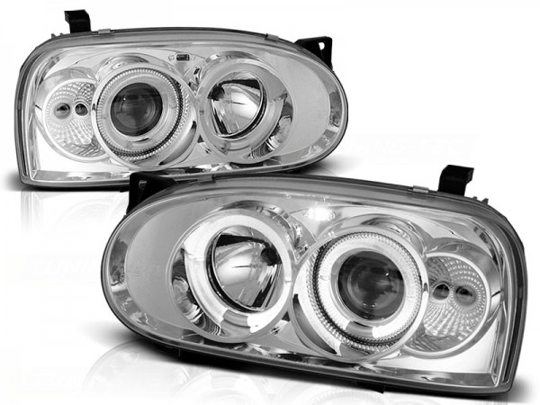 Scheinwerfer Angel Eyes für VW Golf 3 91-97 Chrom