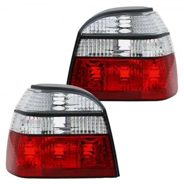 Rückleuchten Klarglas für VW Golf 3 Limo Bj. 91-97 Rot/Weiß