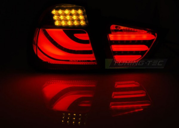 LED Lightbar Rückleuchten für BMW E90 LCI Limo Bj. 08-12 Rot/Chrom