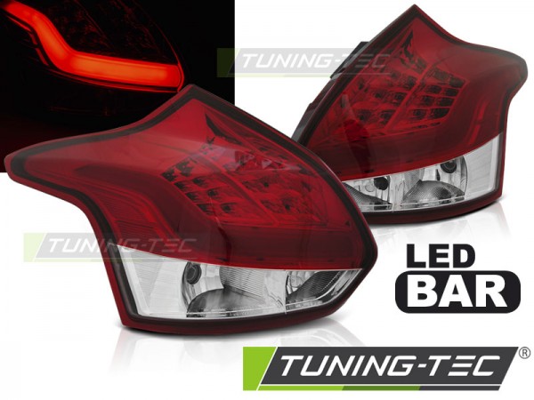 LED Lightbar Rückleuchten für Ford Focus MK3 Bj. 11-14 Rot/Chrom