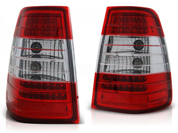 LED Rückleuchten für Mercedes E-Klasse W124 Kombi Bj. 85-98 Rot/Chrom