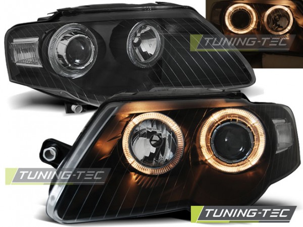 Scheinwerfer Angel Eyes für VW Passat 3C B6 Bj. 05-10 Schwarz