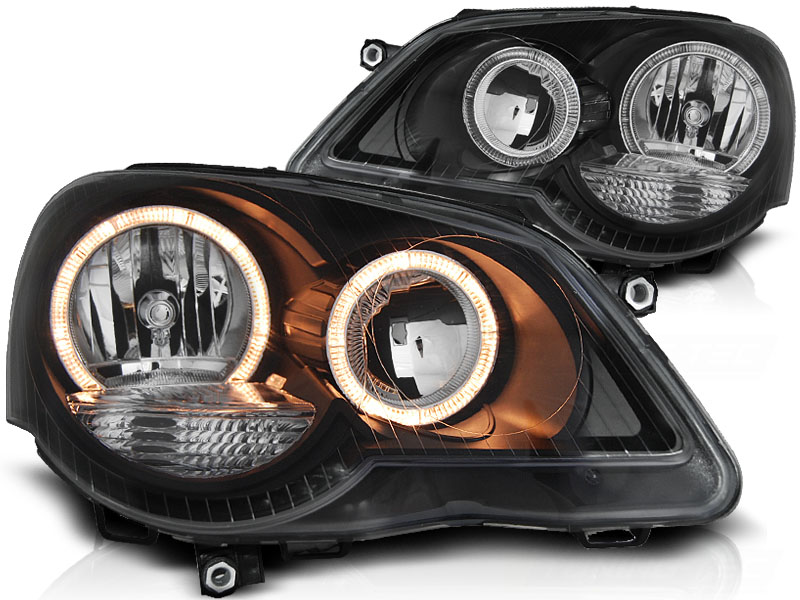 Scheinwerfer Angel Eyes für VW Polo 9N3 Bj. 05-09 Schwarz, Polo 9N3, Polo, VW, Scheinwerfer