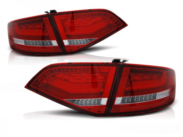 Voll LED Lightbar Rückleuchten für Audi A4 B8 (8K) Limo Bj. 08-11 Rot/Chrom