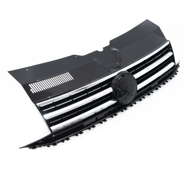 Frontgrill Kühlergrill mit Emblemhalter für VW T6 2015-2019 Schwarz Glanz Chrom