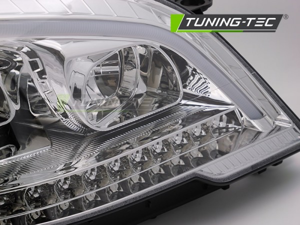 Scheinwerfer LED Tagfahrlicht Optik für Mercedes ML W164 Bj. 09-11 Chrom LTI