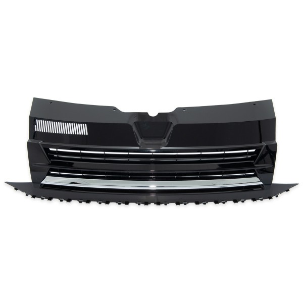 Sportgrill Kühlergrill ohne Emblem für VW T6 Bj. 2015-2019 Schwarz Glanz Chrom