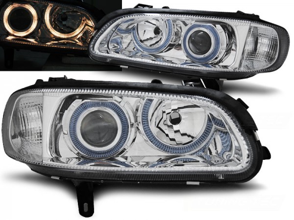 Scheinwerfer Angel Eyes für Opel Omega B Bj. 94-99 Chrom