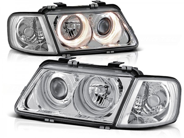 Scheinwerfer Angel Eyes für Audi A3 8L Bj. 96-00 Chrom