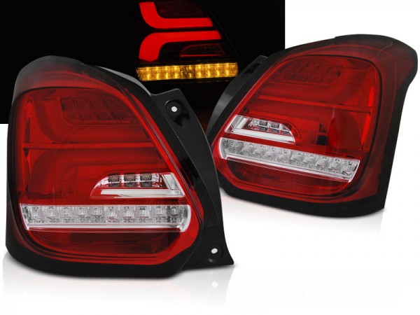 LED Lightbar Rückleuchten für Suzuki Swift V (AZ) Bj. 2017- Rot/Chrom dynamischer Blinker