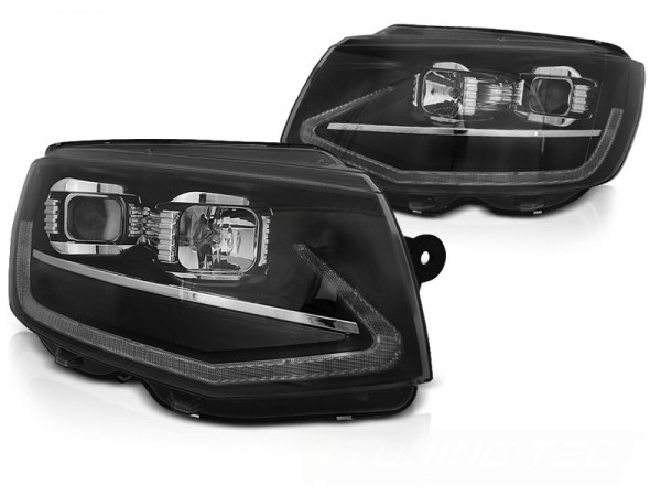 Scheinwerfer DRL LED Tagfahrlicht für VW T6 Bj. 15-19 Schwarz mit dynamischem LED Blinker