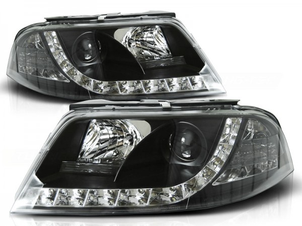 Scheinwerfer LED Tagfahrlicht Optik für VW Passat 3BG Bj. 00-05 Schwarz