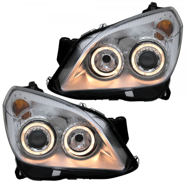 Scheinwerfer Angel Eyes für Opel Astra H Bj. 04-09 Chrom
